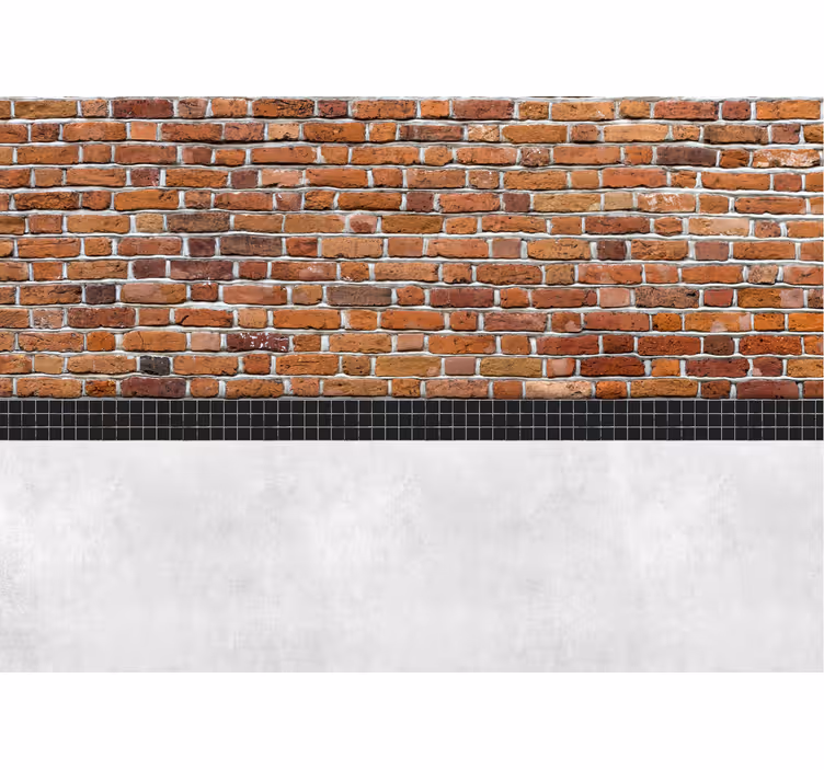 Bruinen bakstenen met tegels fotobehang - TenStickers