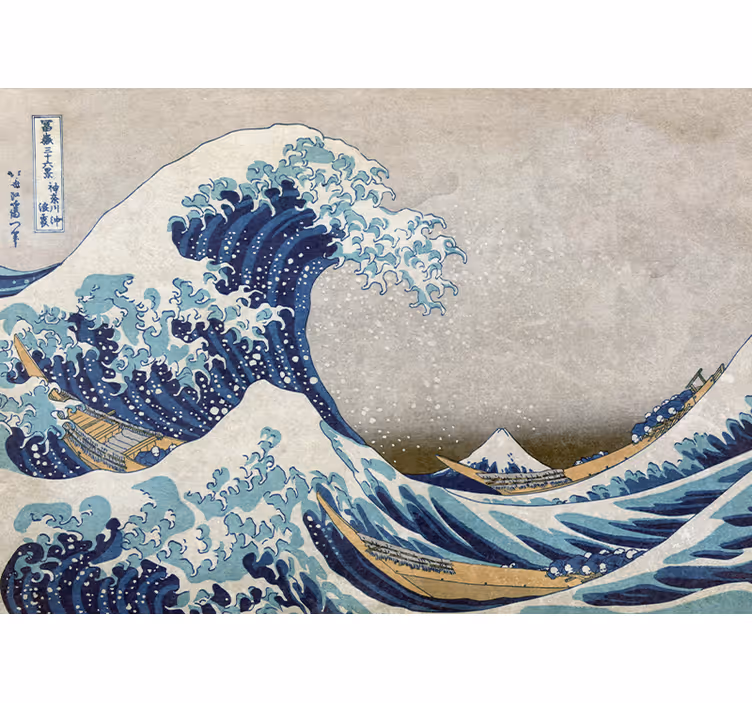 Kanagawa-verf in oude stijl fotobehang klassieke kunst - TenStickers