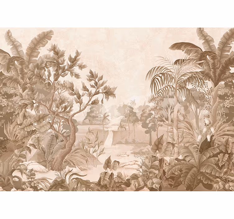 Tropische jungle uitzicht panoramisch slaapkamer behang - TenStickers
