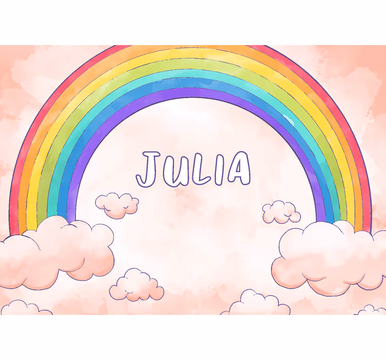 Regenboog met naam Fotobehang kinderkamer - TenStickers