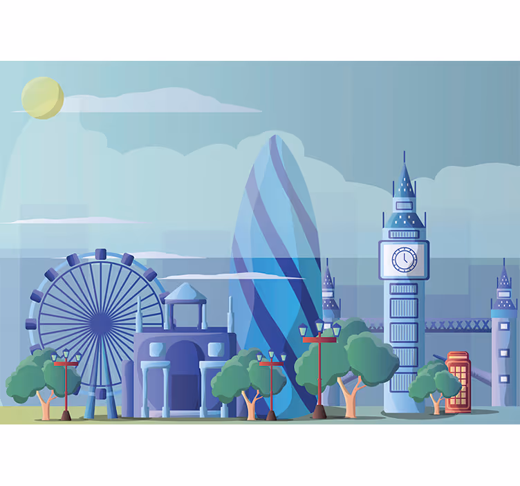 Londen kinderkamer illustratie fotobehang London - TenStickers