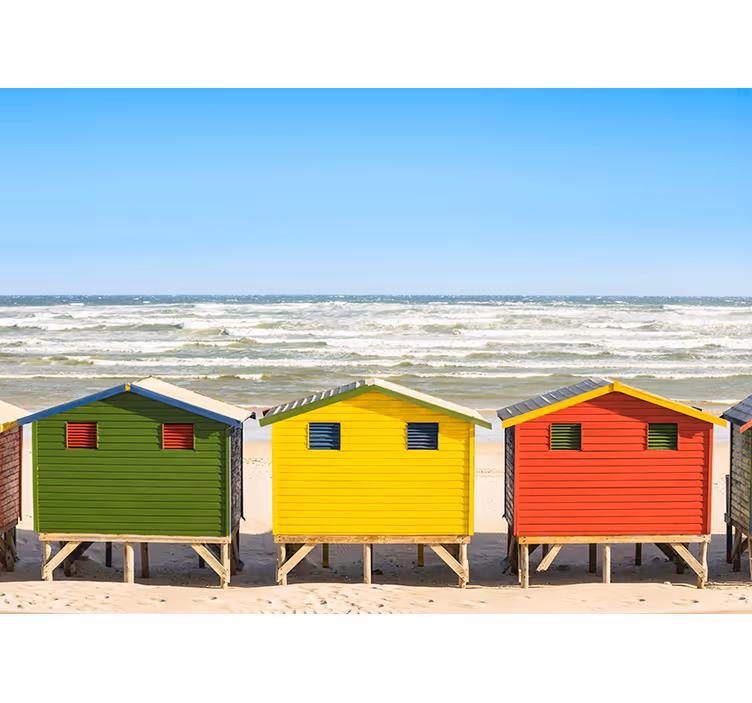 Strandhut panorama fotobehang strand - TenStickers