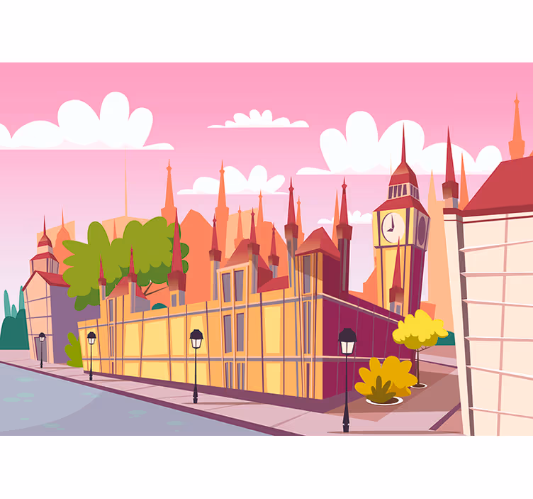 Cartoon stadsgezicht fotobehang London - TenStickers