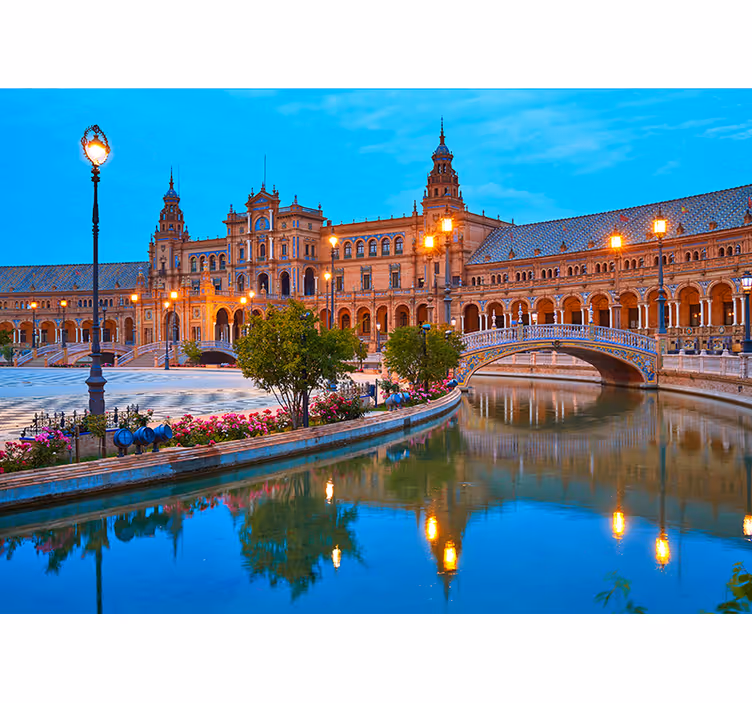Spaanse pleinavond fotobehang stad - TenStickers