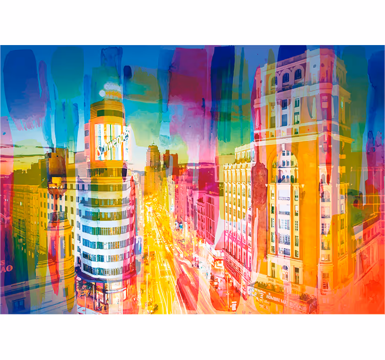 Stedelijk chromatisch straatbeeld fotobehang Madrid - TenStickers