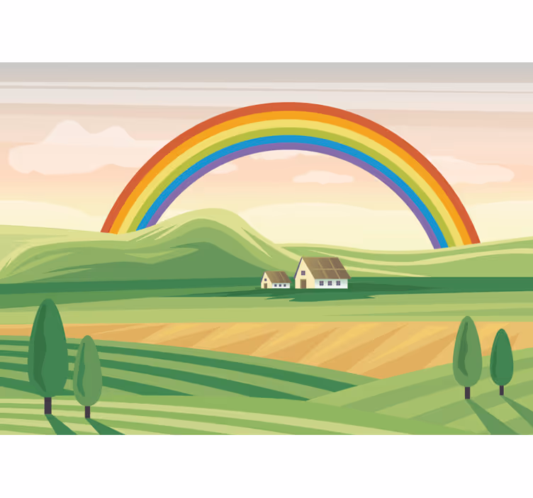 Regenboog landschap foto behang kinderkamer - TenStickers