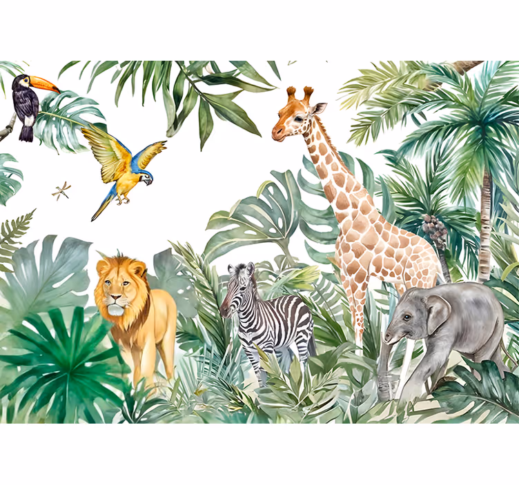 Dieren in het wild foto behang diverse dieren - TenStickers