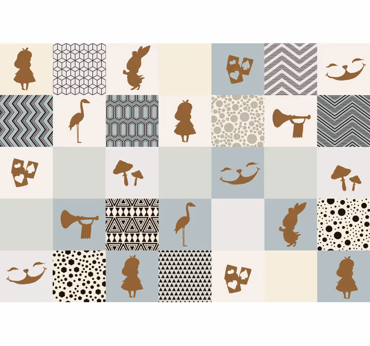 Verhaal silhouet collage foto behang kinderkamer - TenStickers