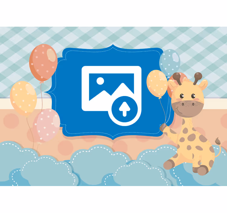 Giraffe met gepersonaliseerde foto babykamer fotobehang - TenStickers