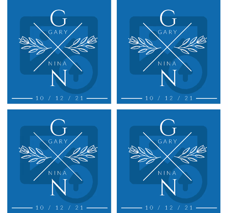 Onderzetters bruiloft gepersonaliseerde initialen stel - TenStickers
