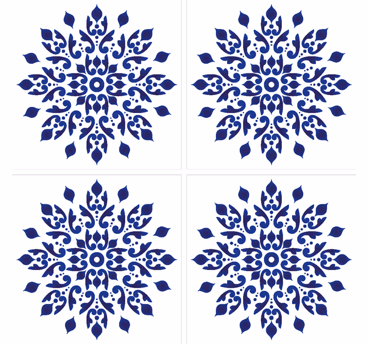 Blauwe ronde klassieke tegelonderzetter - TenStickers