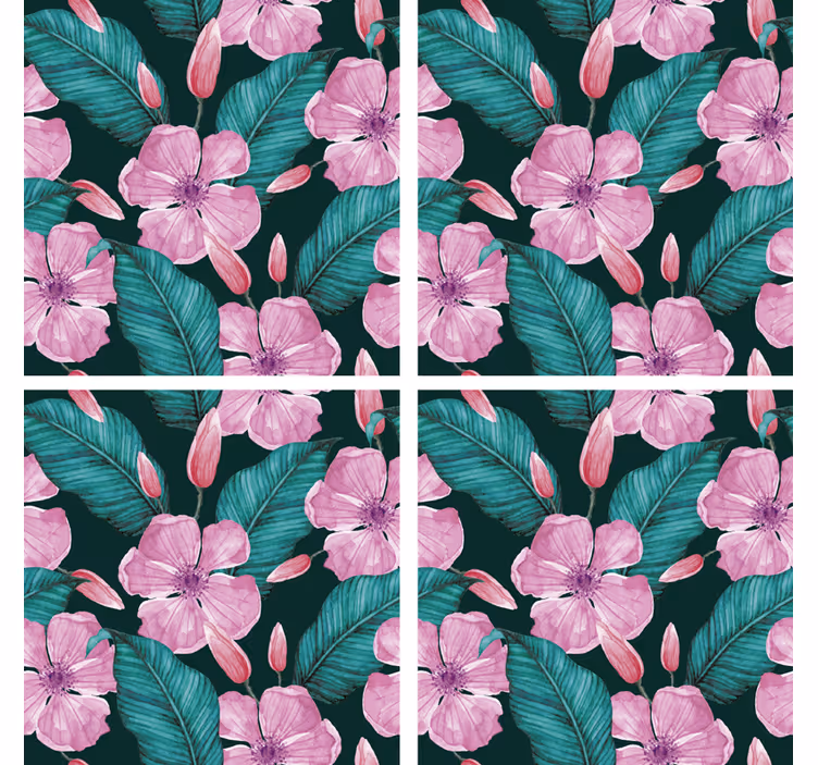 Onderzetters bloem- en bladpatroon - TenStickers