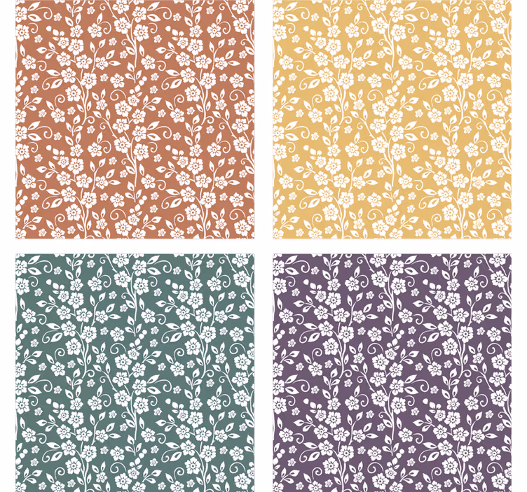 Elegante bloempatroon onderzetter - TenStickers