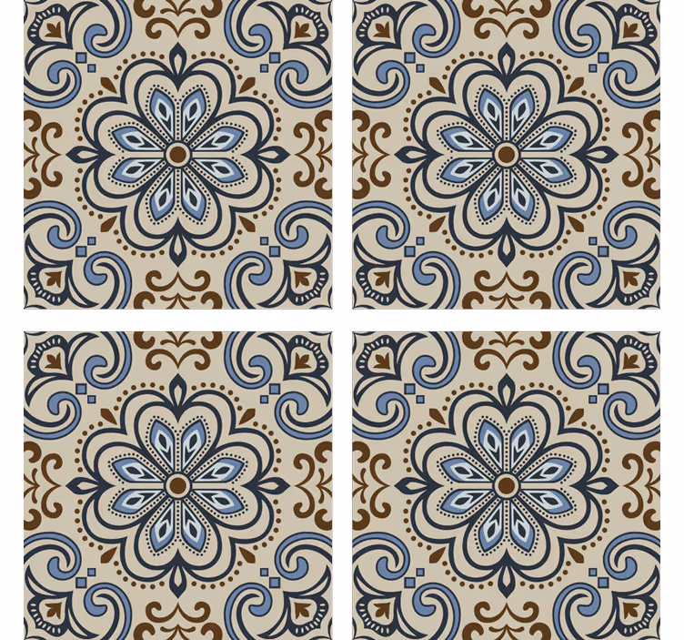 Bloemen tegel print onderzetters - TenStickers