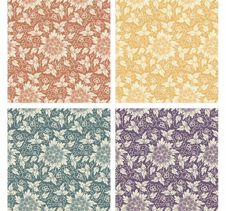 Vintage onderzetters met bloemenpatroon vierkant - TenStickers