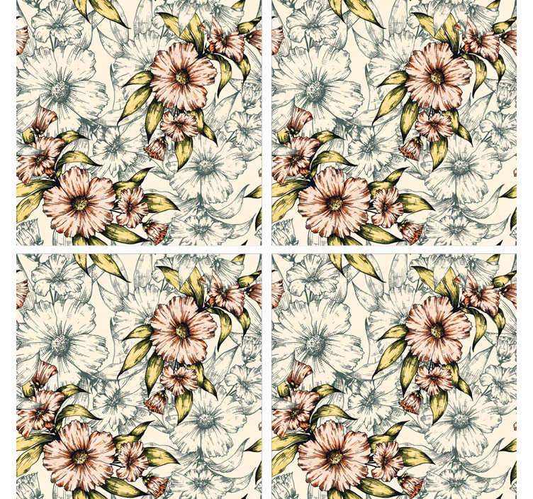 Onderzetters bloemenpatroon kunst - TenStickers