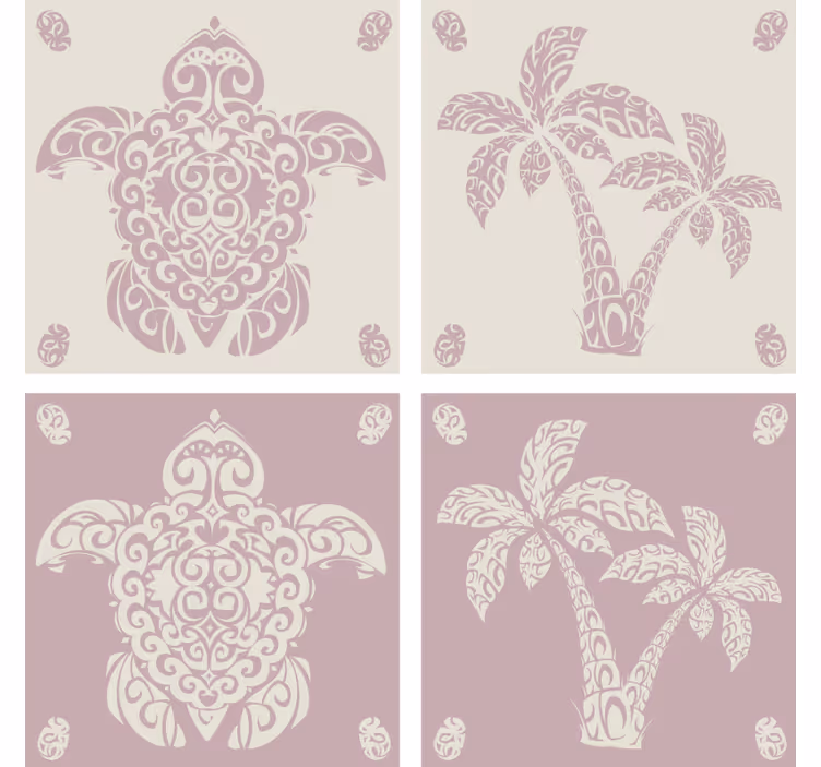 Enge onderzetters met elegante palmbladvormen - TenStickers
