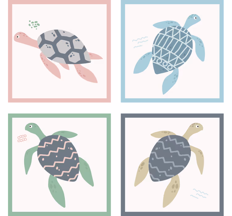 Enge onderzetters met speelse zeeschildpadpatronen - TenStickers