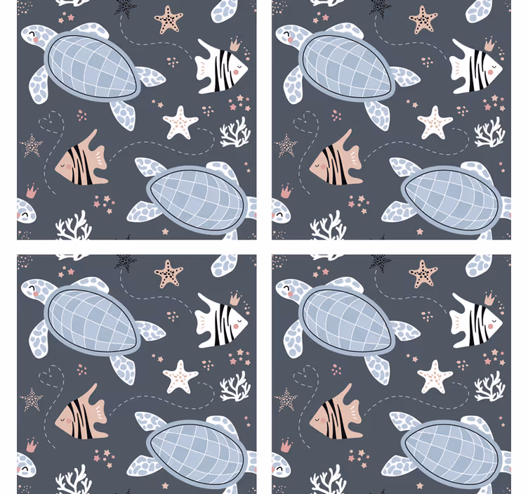 Enge onderzetters zeedieren patroon - TenStickers