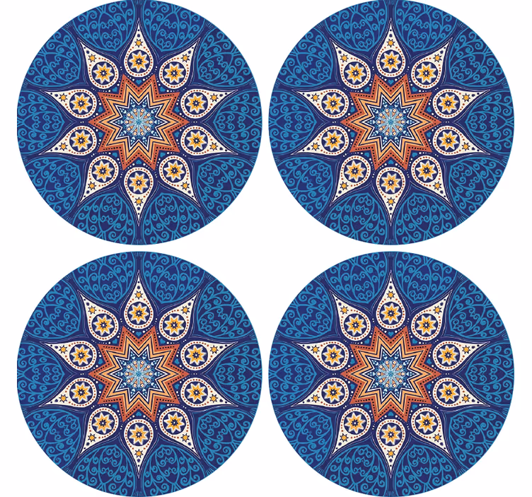 Onderzetters met ingewikkeld blauw mandala ontwerp - TenStickers