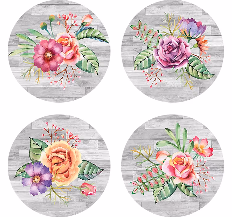 Moderne onderzetters met bloemenhoutpatroon - TenStickers