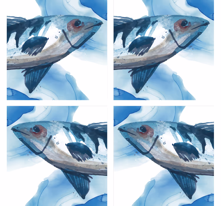 Enge onderzetters waterverf vissen illustratie - TenStickers