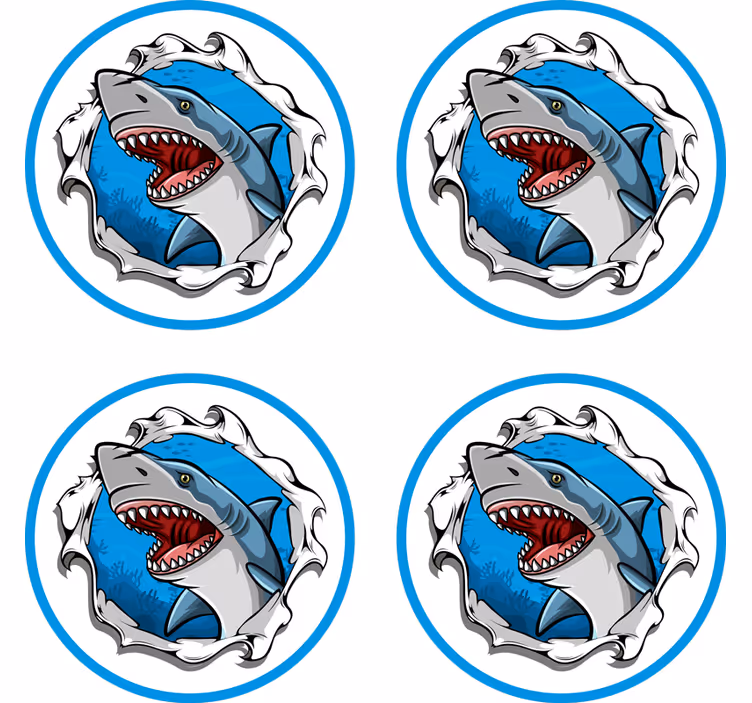 Enge onderzetters boze haai illustratie - TenStickers