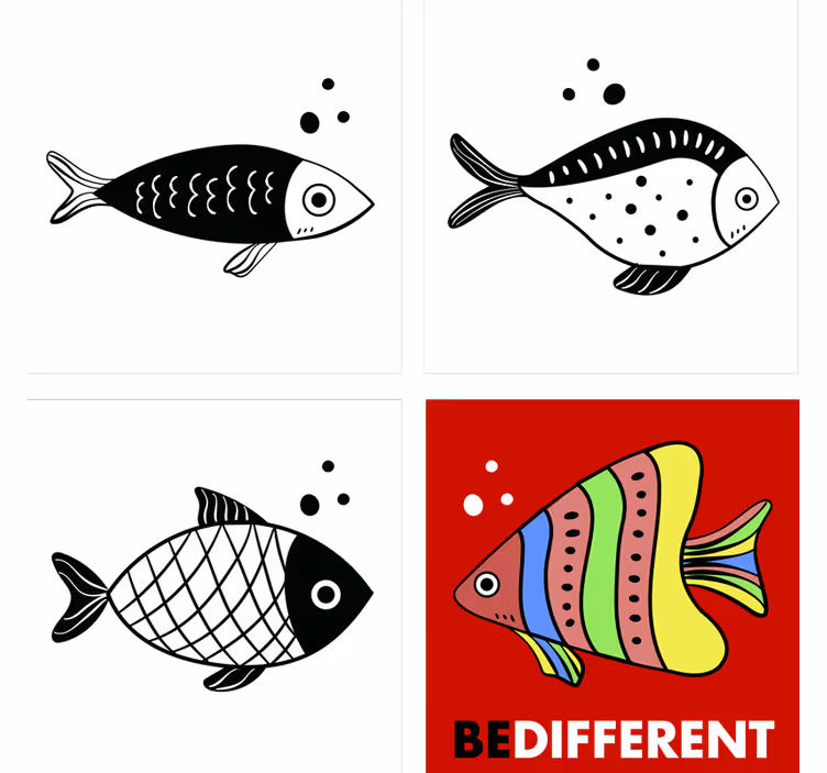 Onderzetters vissen met tekst - TenStickers