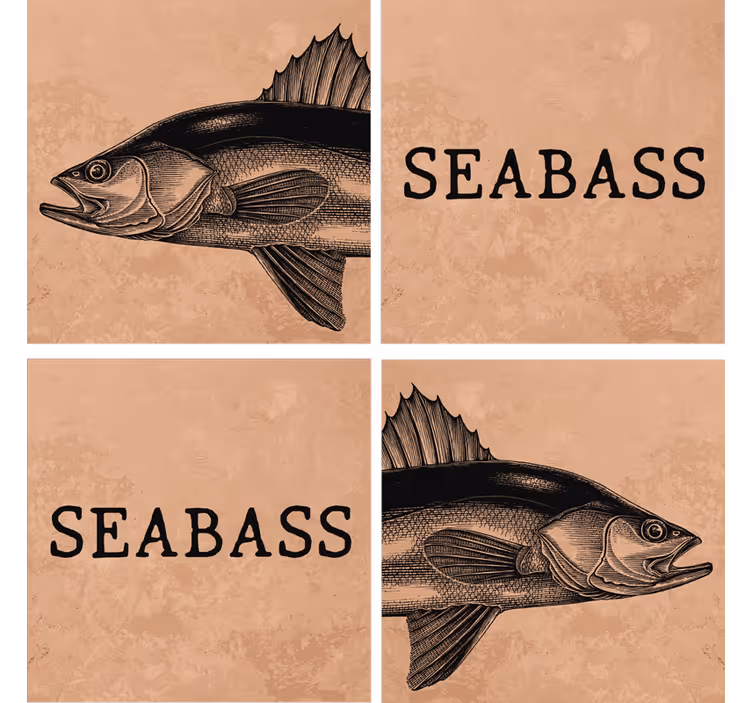 Gepersonaliseerde onderzetters seabass illustratie kunst - TenStickers