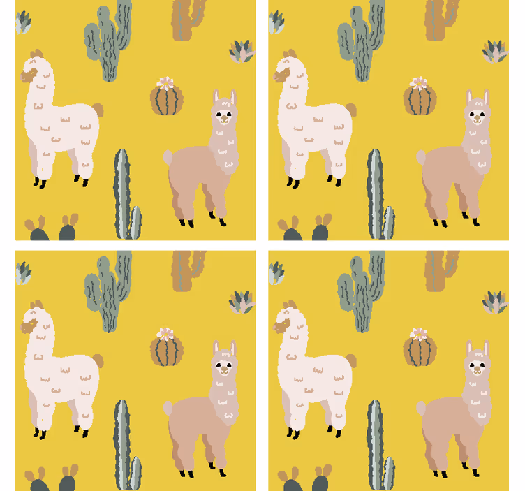Enge onderzetters met lama en cactus patroon - TenStickers
