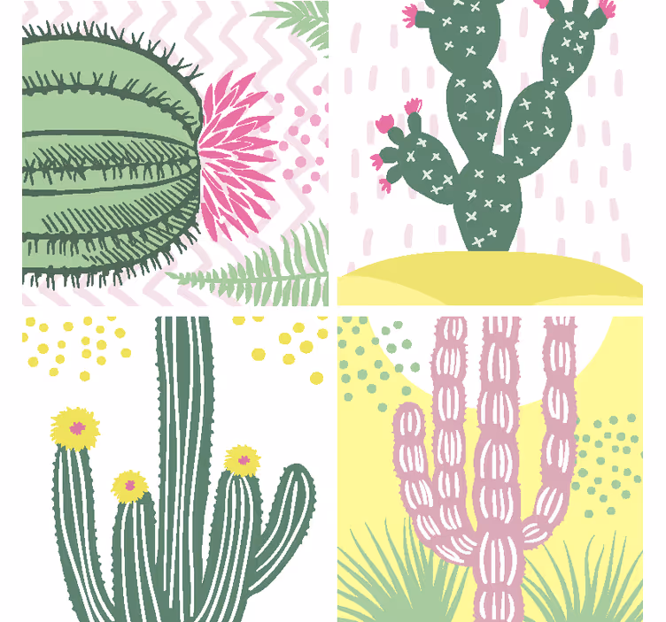 Enge onderzetters met levendig cactusmotief - TenStickers