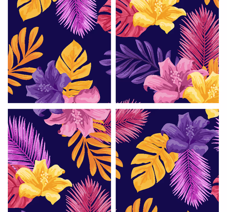 Moderne onderzetters met tropisch loofmotief - TenStickers