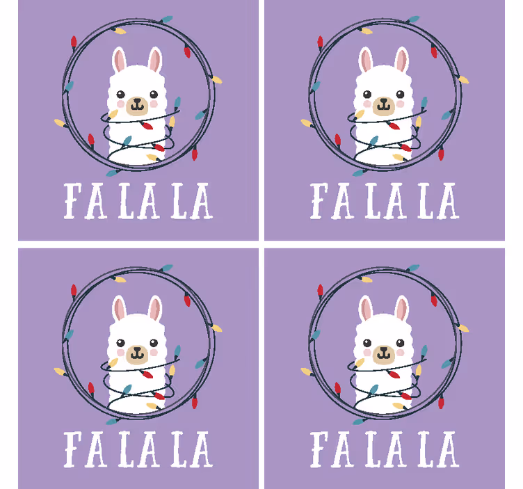 Kerst onderzetters vrolijke lama feeststemming - TenStickers