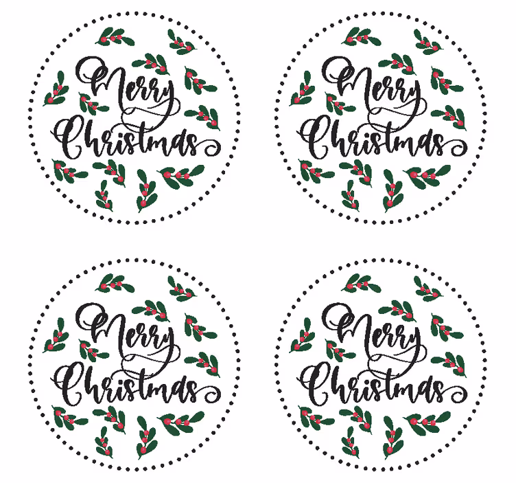 Kerst onderzetters vrolijk kerstmis hulst ontwerp - TenStickers