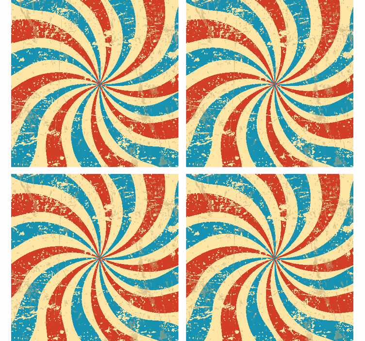 Vintage onderzetters met draaiend rood blauw patroon - TenStickers