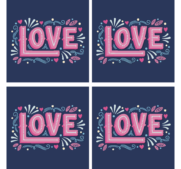 Citaat onderzetters speelse liefde typografie - TenStickers