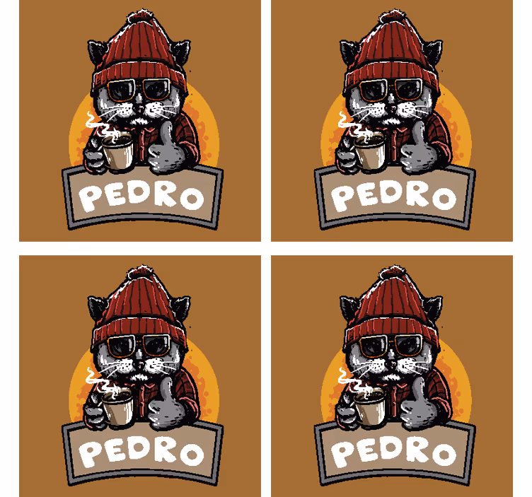 Gepersonaliseerde retro kat onderzetters  - TenStickers