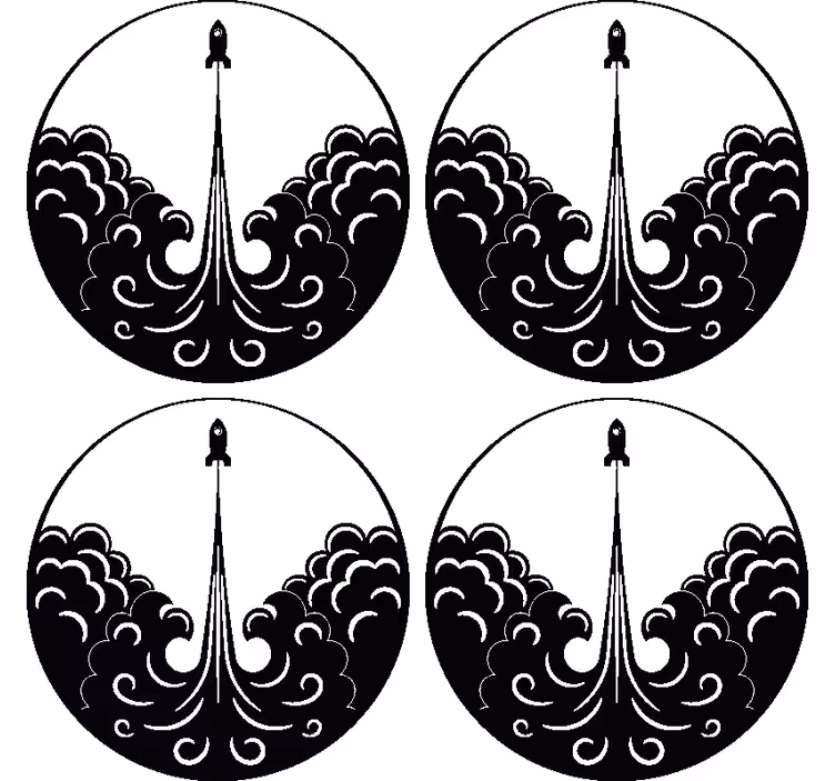 Enge onderzetters raket lancering golven - TenStickers