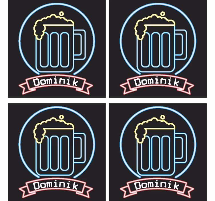 Bier onderzetters Neon bier met naam - TenStickers