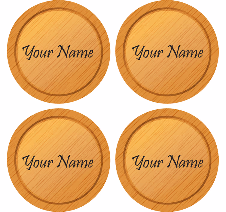 Aangepaste naam houten onderzetters - TenStickers