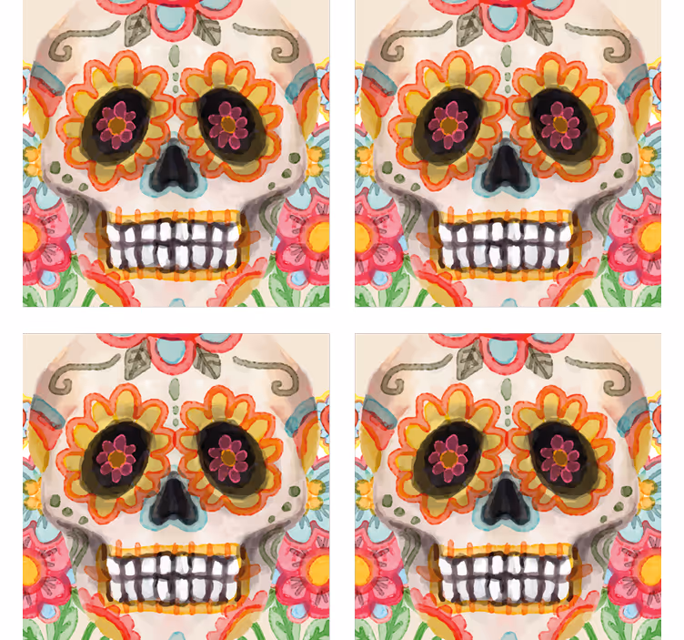 Halloween onderzetters kleurrijke suikerkopjes - TenStickers
