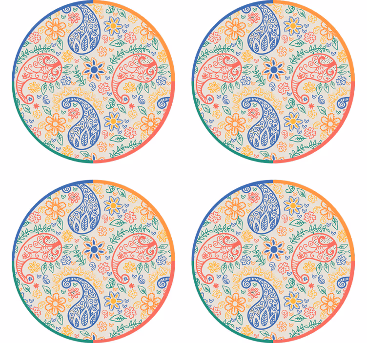Enge onderzetters met kleurrijke bloemenpatronen - TenStickers