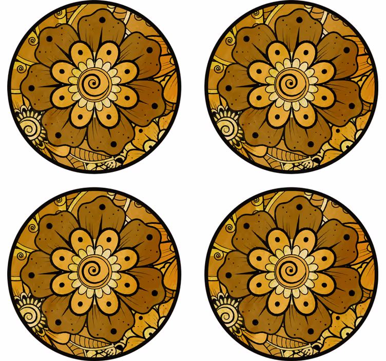 Onderzetters met een ingewikkeld bloemenpatroon - TenStickers