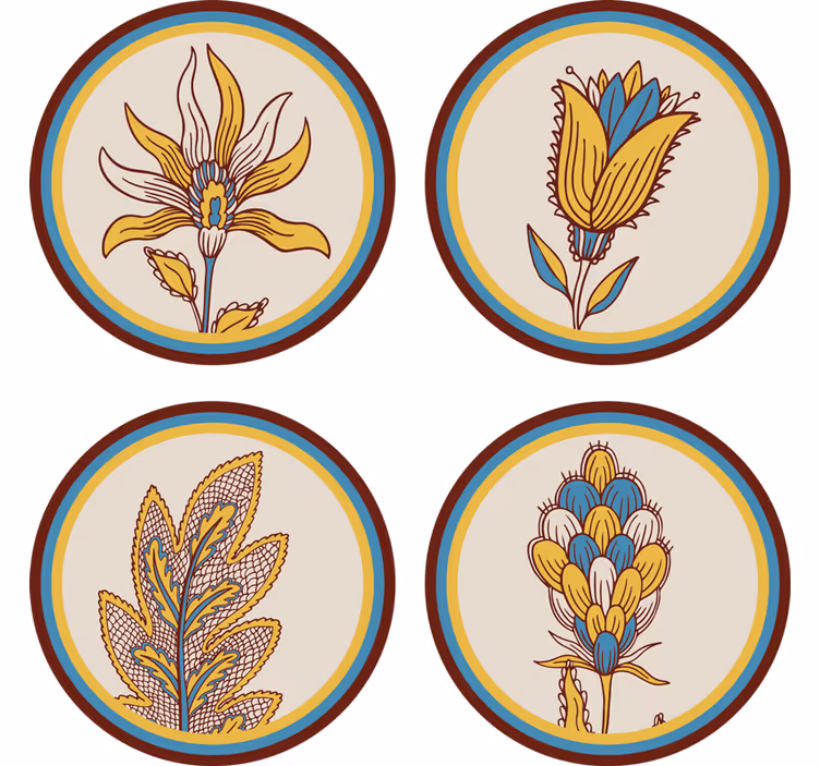 Onderzetters floral motief set - TenStickers