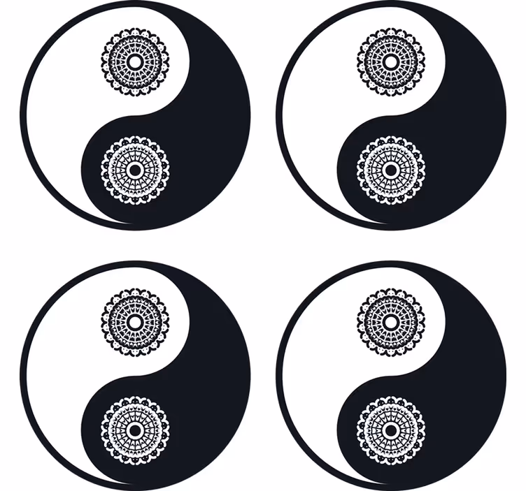 Enge onderzetters yin yang mandala patroon - TenStickers