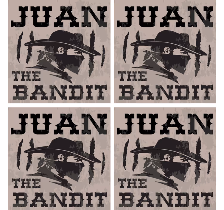 Vintage onderzetters juan bandit silhouet - TenStickers