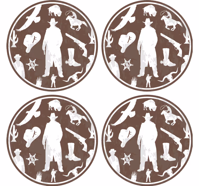 Vintage onderzetters western cowboy thema - TenStickers