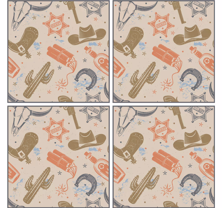 Enge onderzetters cowboythema-elementen - TenStickers