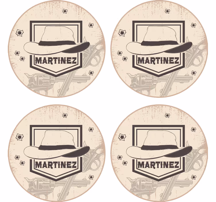 Enge onderzetters western hoed en geweren - TenStickers