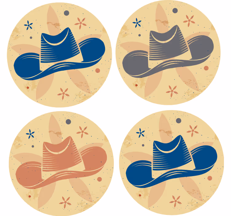 Enge onderzetters met gestileerd hoedmotief - TenStickers